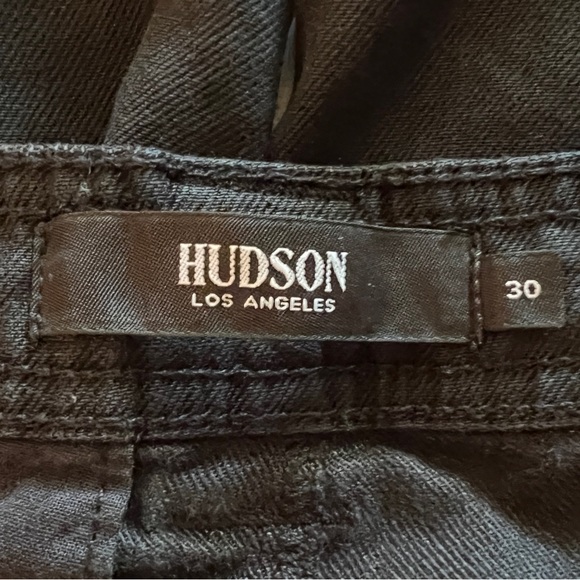 🌈 HUDSON Black Wide Leg Flare Linen Pants High Rise Size 30/10 - Picture 6 of 13